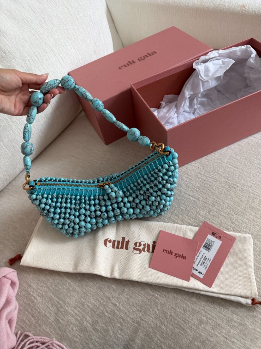 Brand New Cult Gaia Mercier Shoulder Bag Ibiza Turquoise Beaded Clutch NWT - Picture 2 of 6
